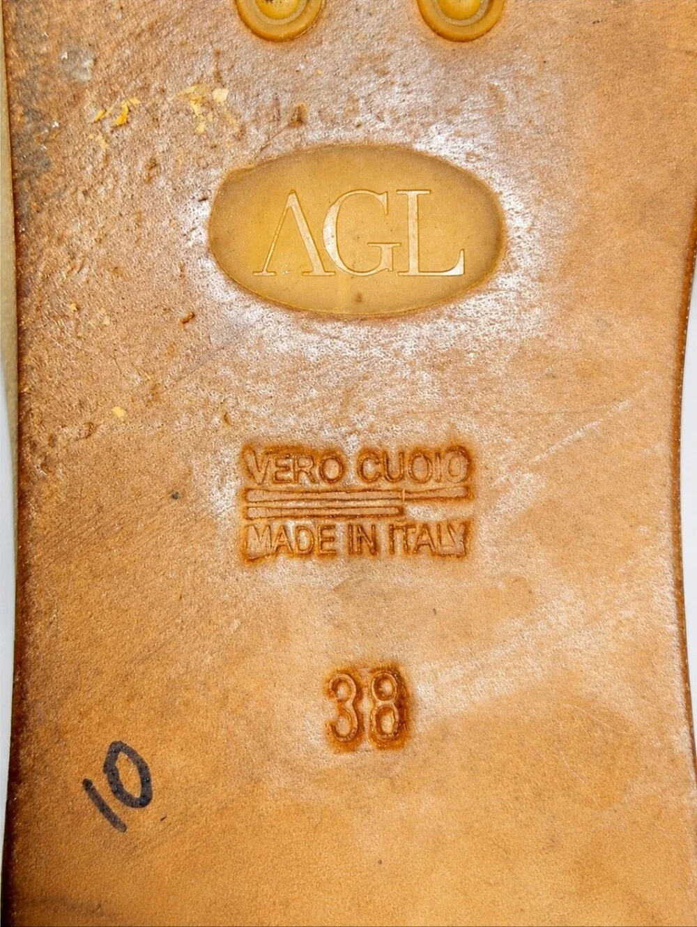 AGL | Gold Leather Loafers in Size EU 38 / US 8